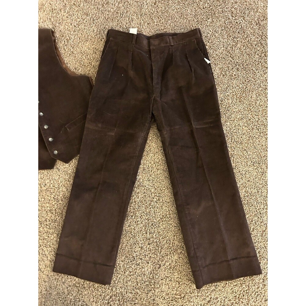 VTG 70s LEE Corduroy 3 Piece Leisure Suit Blazer Pants Vest 42R 34 Long - Picture 4 of 4